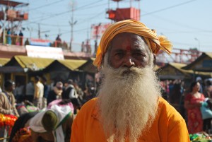 A devotee at Kumbh Mela, Haridwar